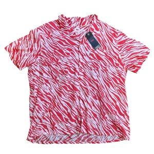 Levi's Red and White Zebra Print Short Sleeve Button-Down Shirt Brand New